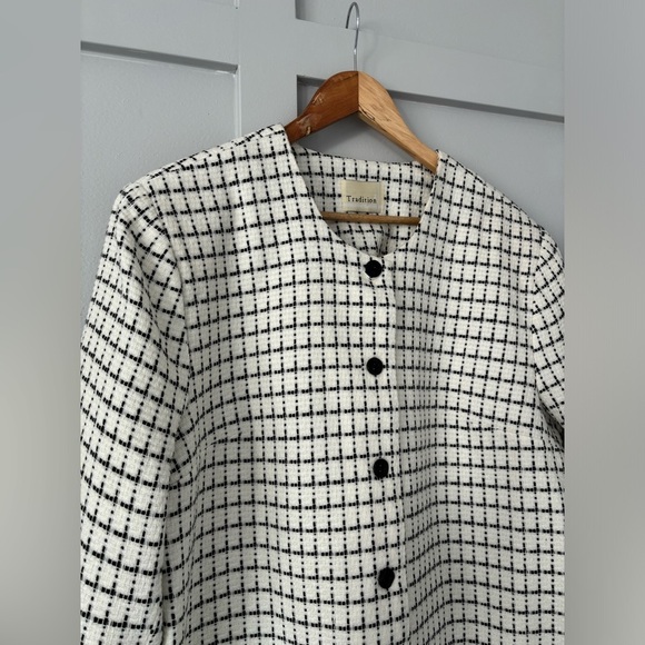 Vintage Black and White Checkered Blazer - Picture 3 of 3